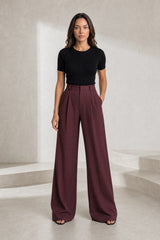 Pantalon taille haute jambes larges