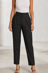 Pantalon tailleur rayé taille haute