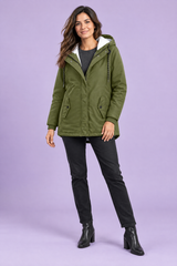 Armégrön oversized parkas med huva