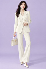 Dubbelknäppt offwhite byxdress