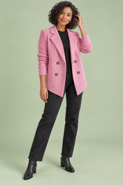Blazer rose croisé à revers | Vue de face | Lounelle Paris