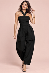 Jumpsuit med halterneck och vida ben – svart