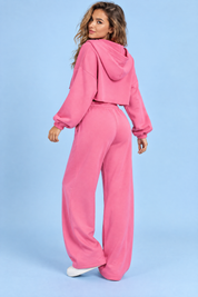 Ensemble rose avec sweat zippé court | Vue de dos | Lounelle Paris