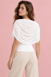 Top blanc à col bénitier et fronces | Vue de dos | Lounelle Paris