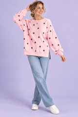 Rosa oversized sweatshirt med prickmönster