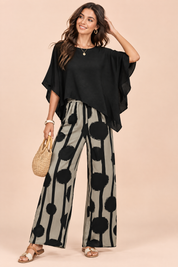 Ensemble pantalon noir à pois | Vue de face | Lounelle Paris