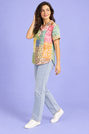 T-shirt vert à imprimé floral et col | Vue de dos | Lounelle Paris