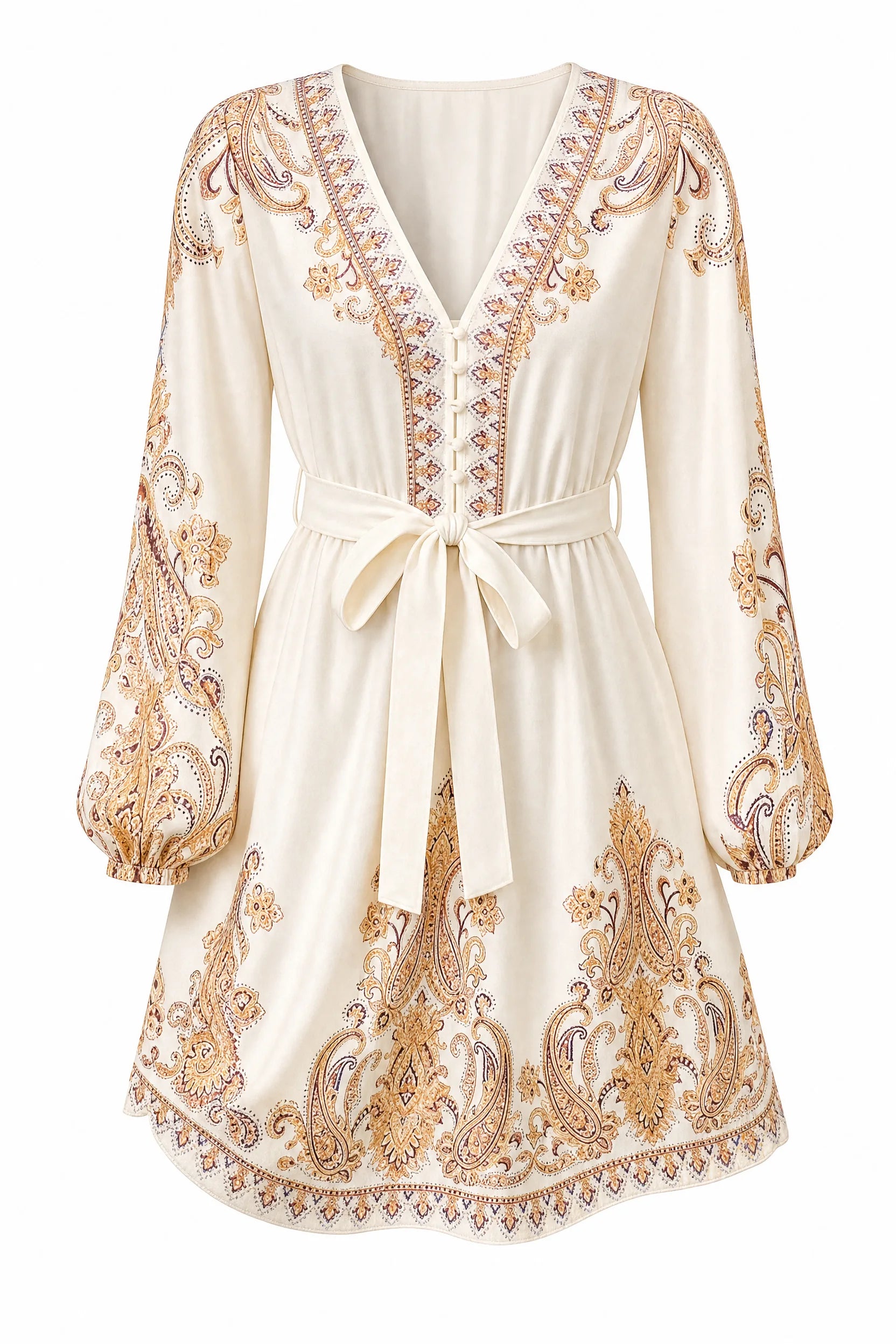 Robe abricot col V manches bouffantes | Lounelle Paris