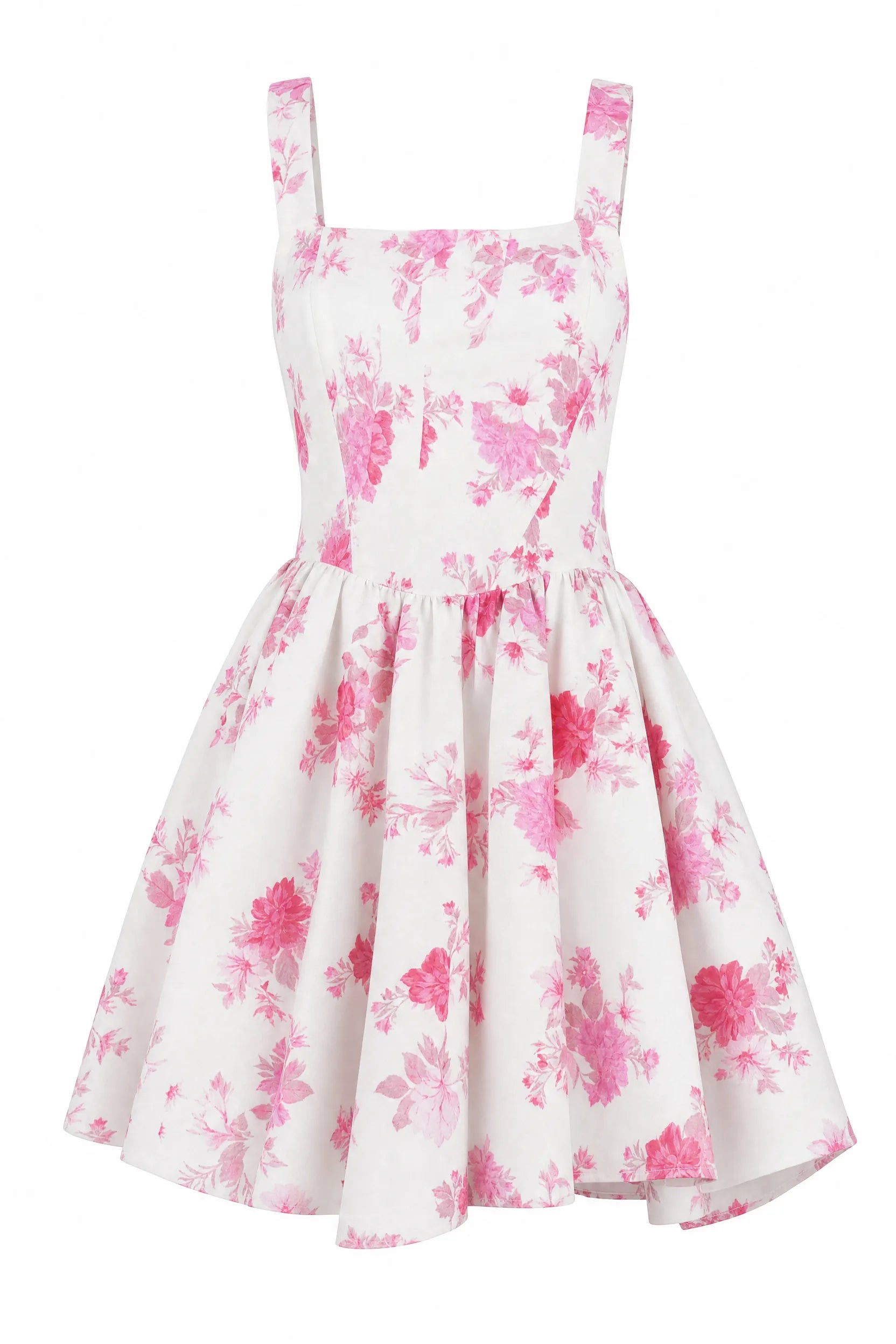 Robe blanche fleurie encolure carrée | Lounelle Paris