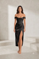 Robe bustier à fente haute