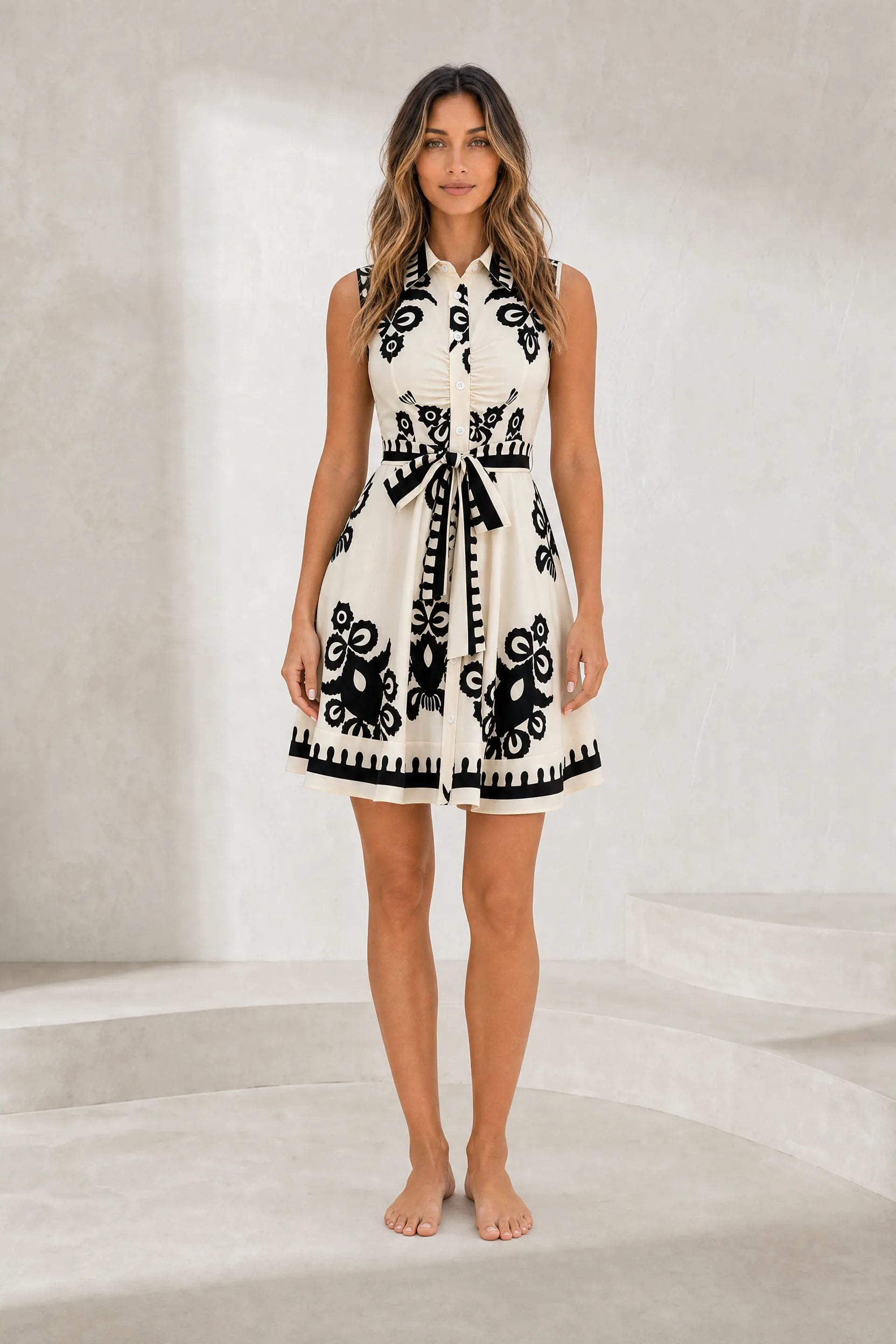 Robe col chemise ceinturée | Lounelle Paris
