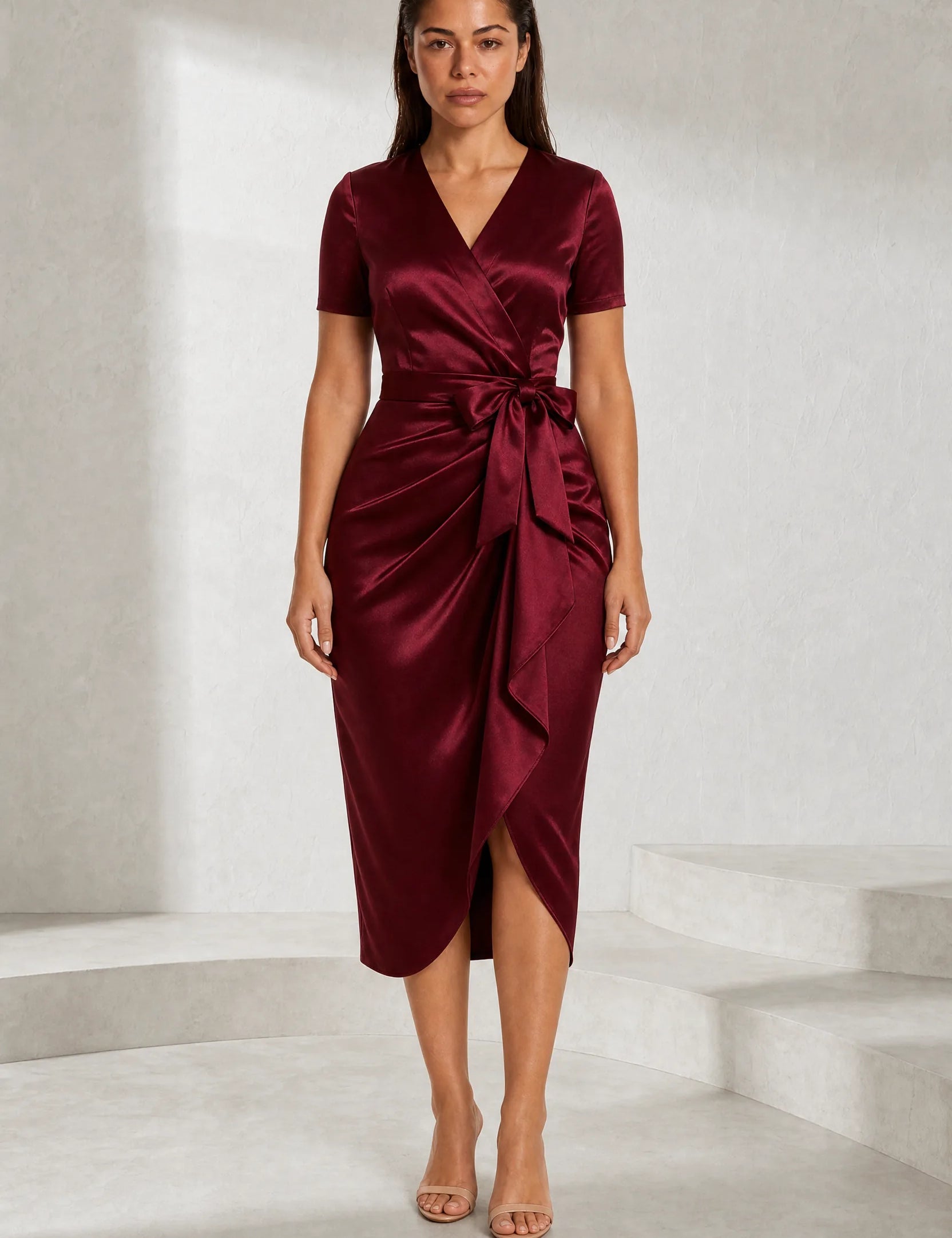 Robe col V à nœud | Lounelle Paris