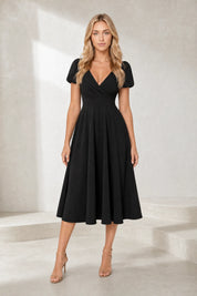 Robe col V croisé manches bouffantes | Lounelle Paris