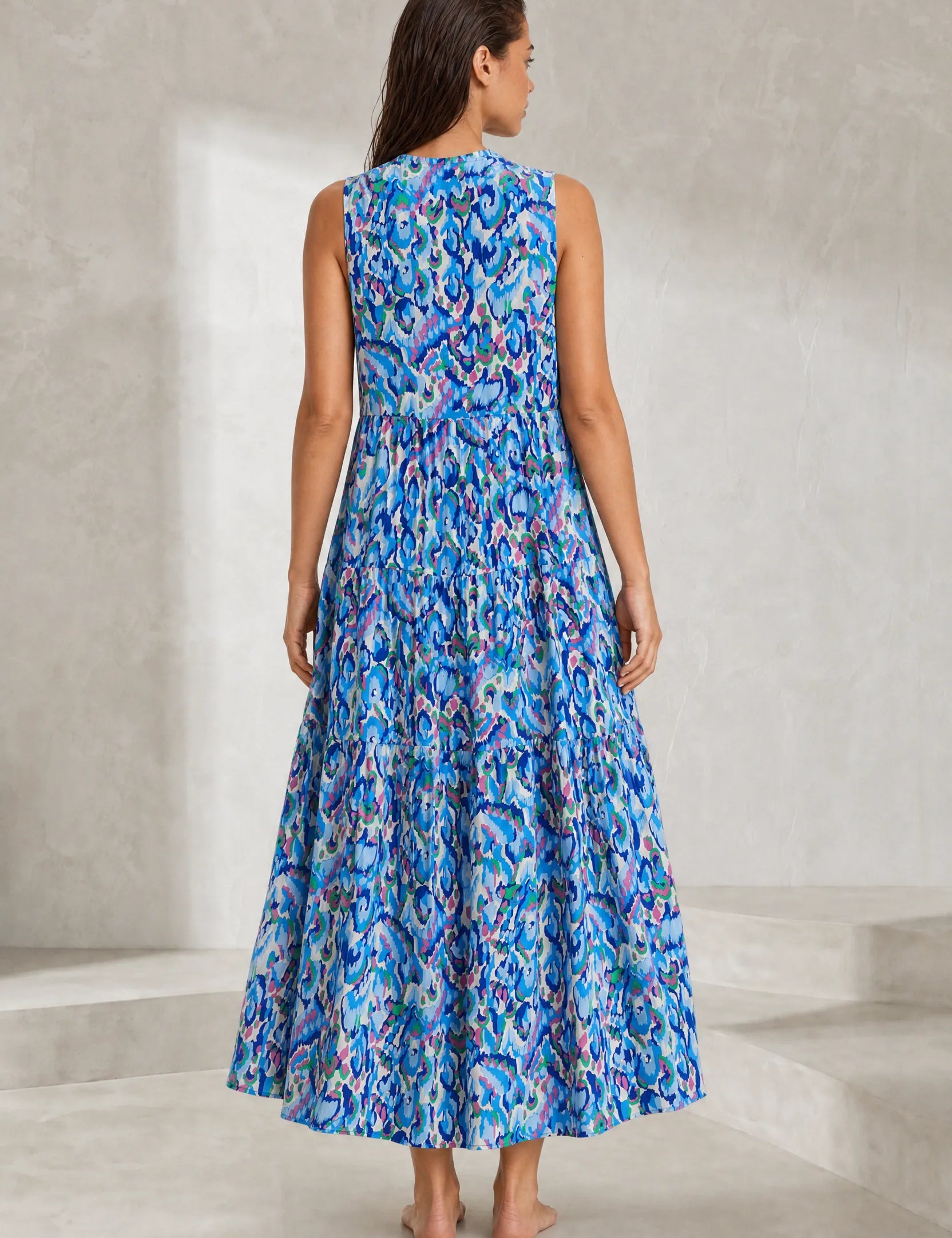 Robe imprimée col V franges | Lounelle Paris