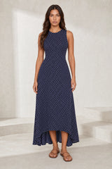Robe longue à pois dos nu