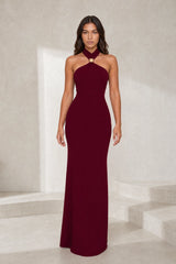 Robe longue ajustée col licou