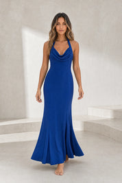 Robe longue bleue col licou | Lounelle Paris