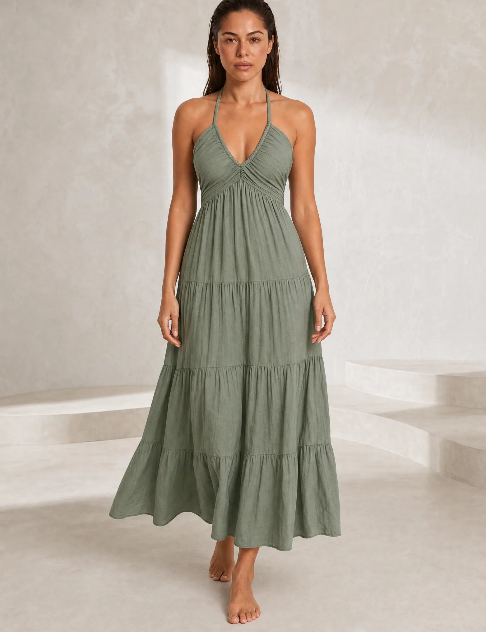 Robe longue col halter dos nu | Lounelle Paris