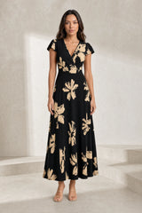 Robe longue imprimée col V