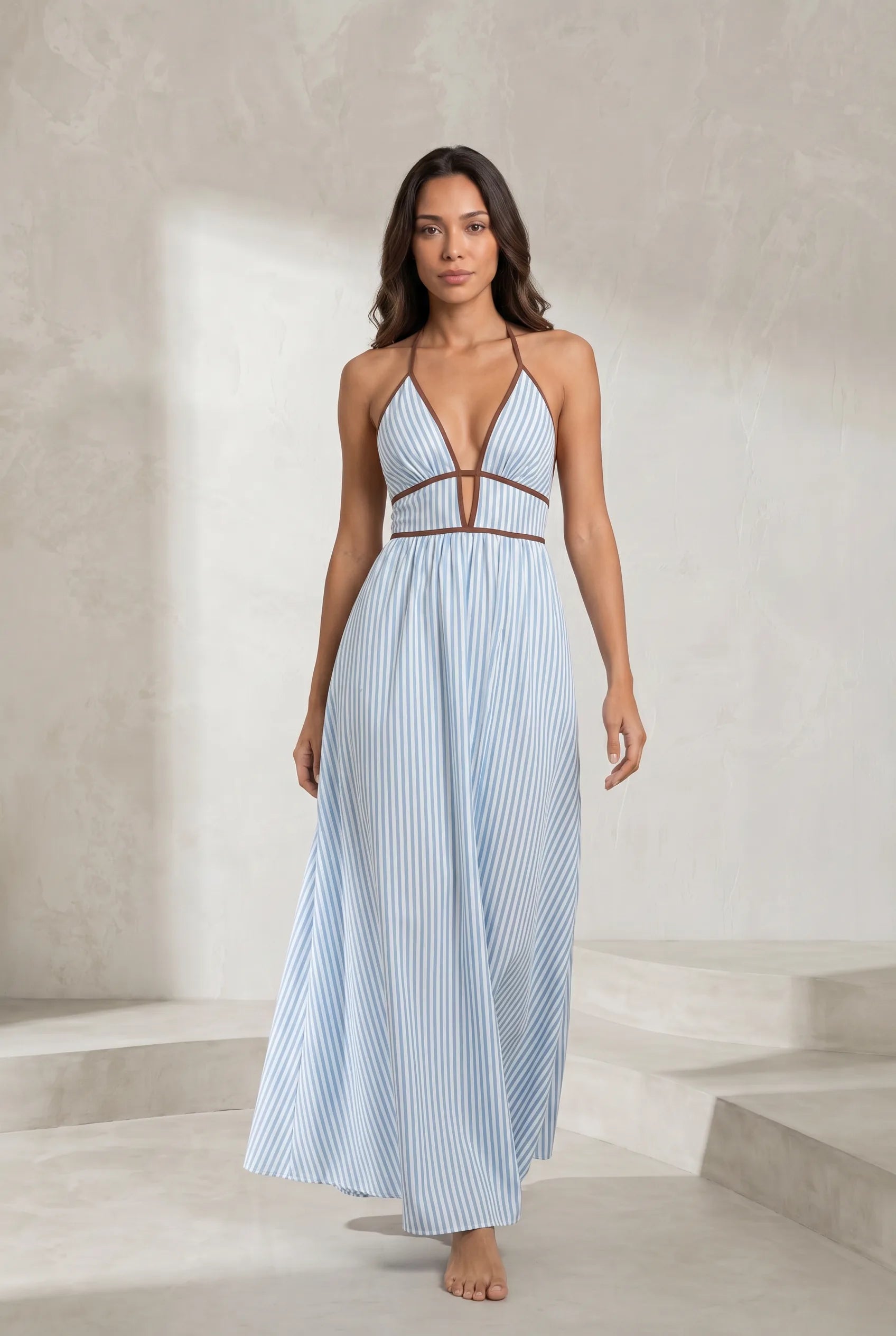 Robe longue rayée dos nu | Lounelle Paris