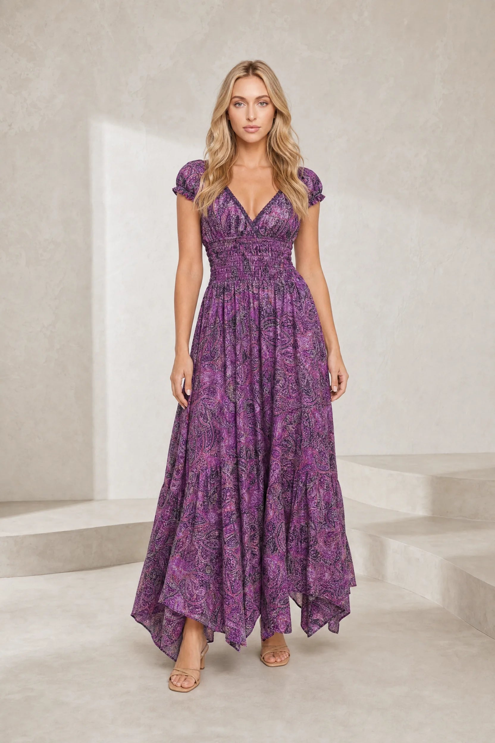 Robe longue smockée à imprimé floral | Lounelle Paris