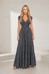 Robe longue smockée à imprimé floral