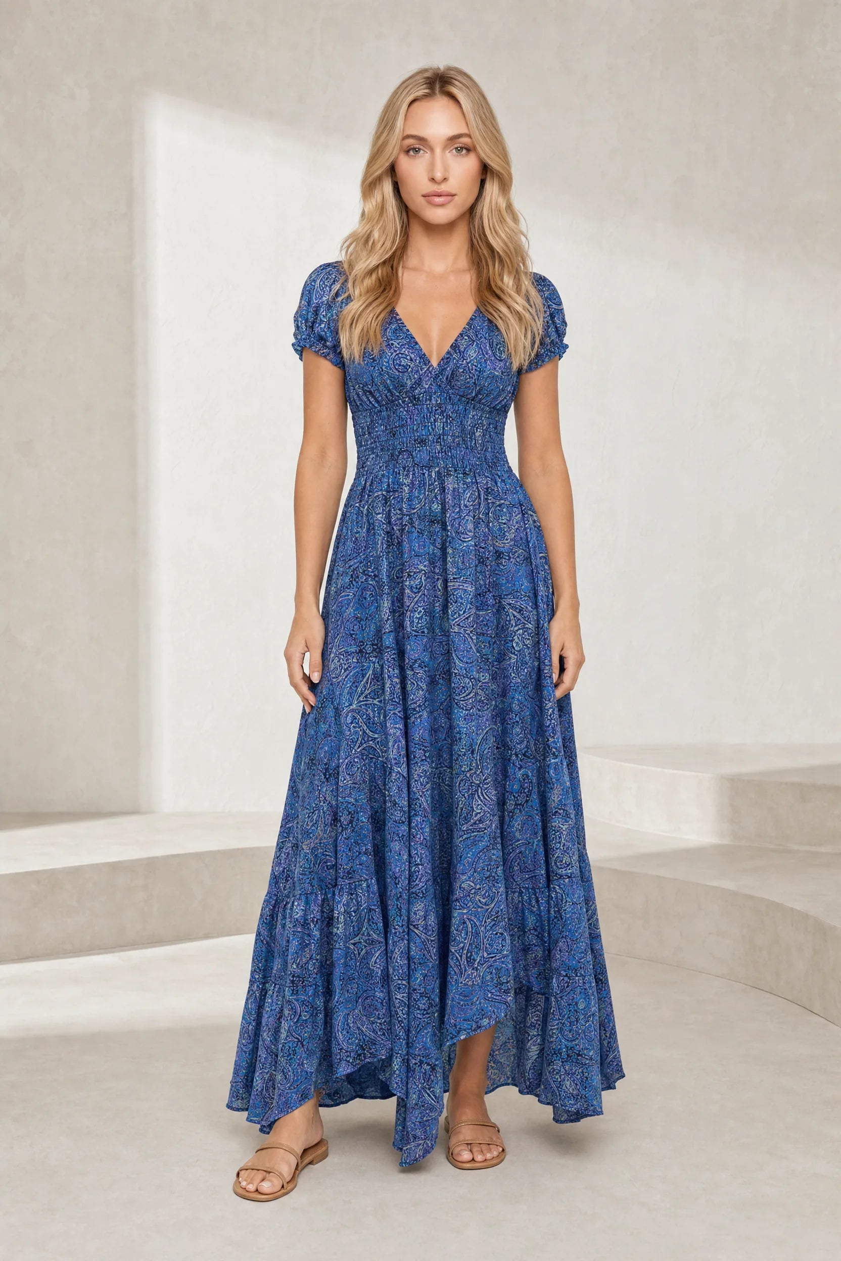 Robe longue smockée à imprimé floral | Lounelle Paris