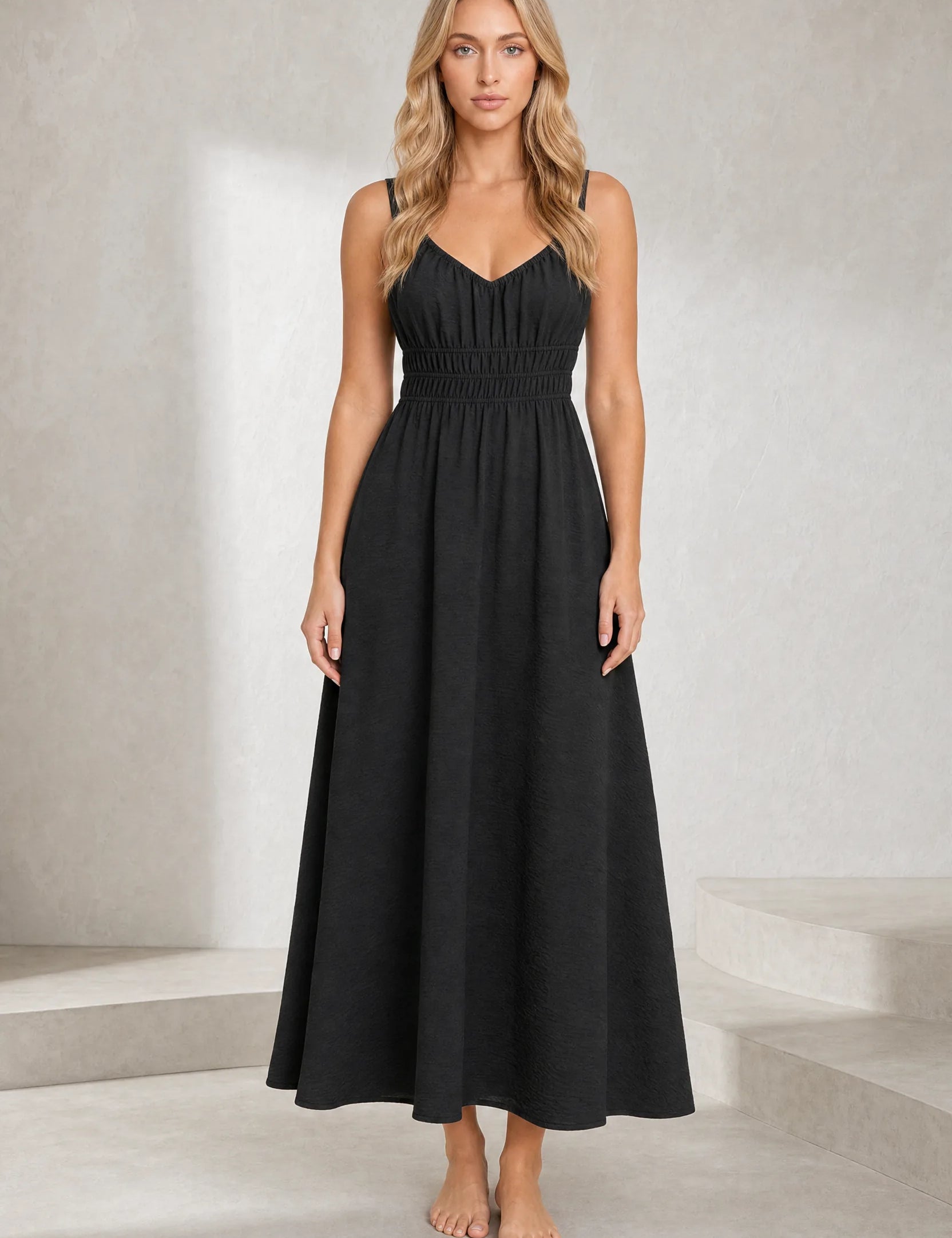 Robe longue smockée dos nu | Lounelle Paris