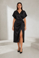 Robe midi portefeuille col V