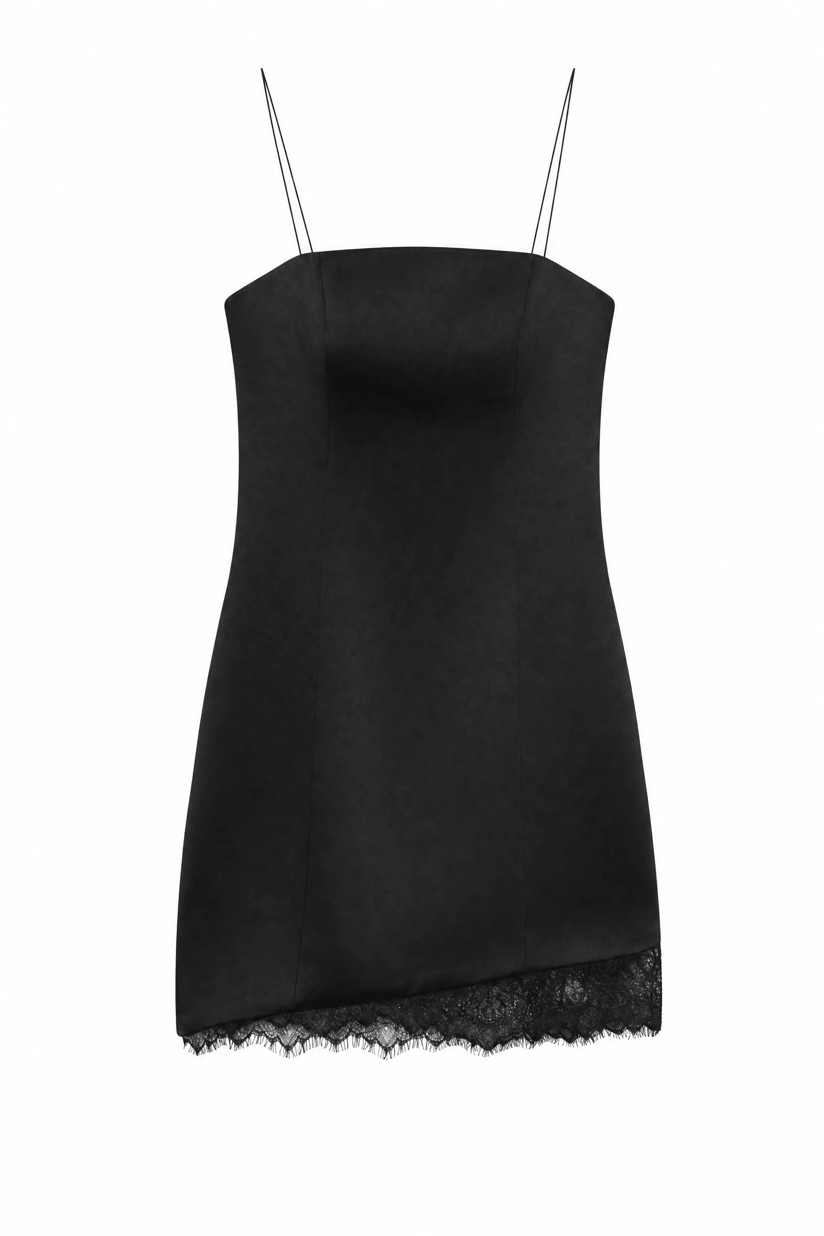 Robe noire asymétrique à fines bretelles | Lounelle Paris
