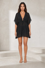 Robe noire fluide manches chauve-souris
