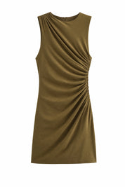 Robe sans manches drapée asymétrique | Lounelle Paris
