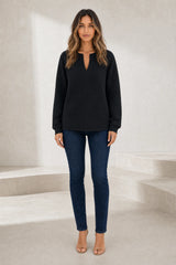 Sweat texturé col en V