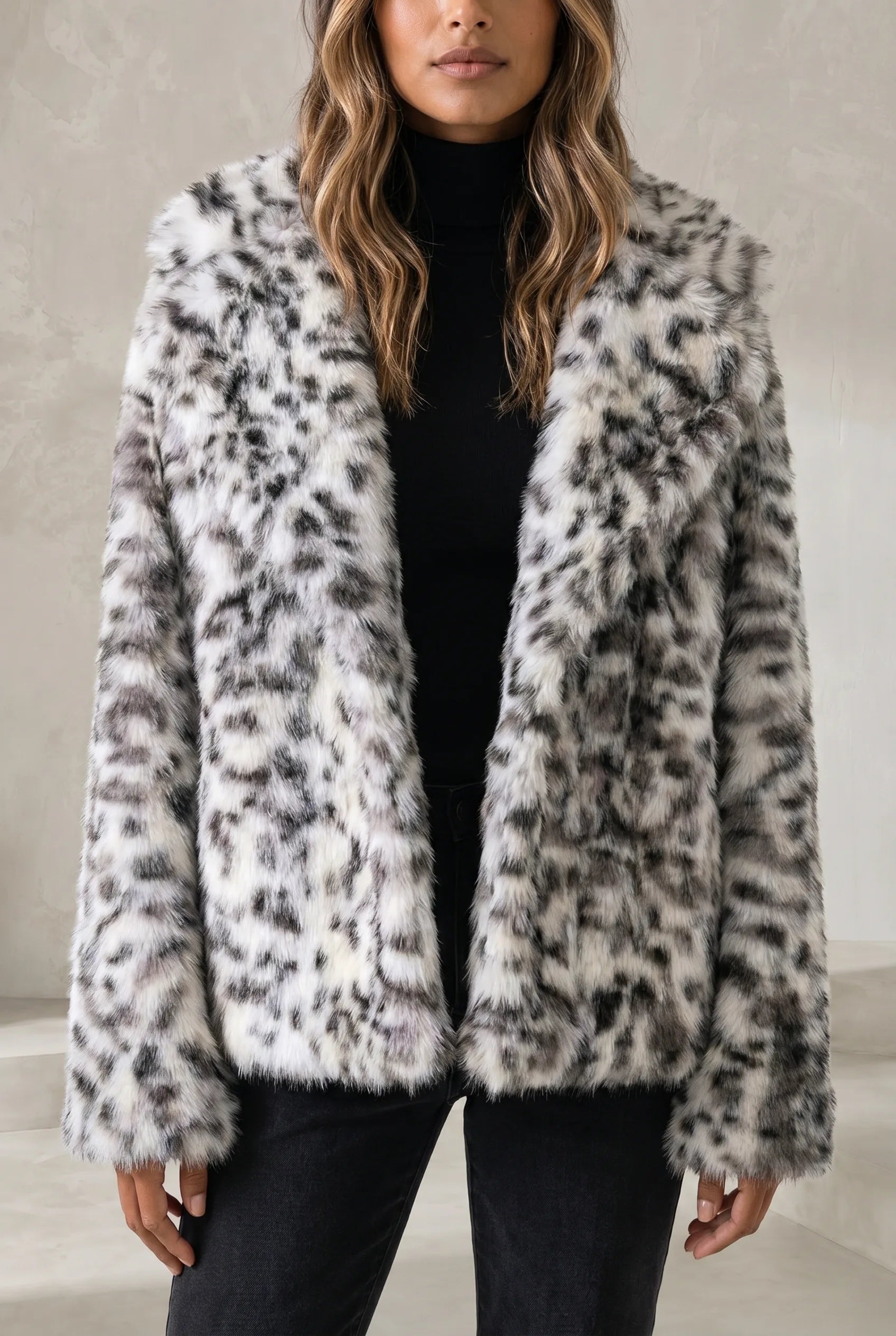 Veste ample fausse fourrure imprimé animalier | Lounelle Paris